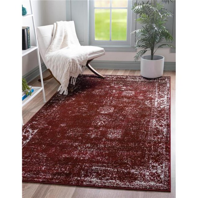 Unique Loom 3141386 3 ft. 3 in. x 5 ft. 3 in. Casino Sofia Rectangular Area Rug, Burgundy