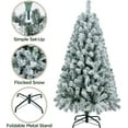 thumbnail image 2 of Favory 4.5Ft Premium Snow Flocked Artificial Christmas Tree Hinged Pine Full Holiday Xmas Tree for Home Office Party Decoration with 340 Branch Snow Tips and Metal Stand, Green&white, 2 of 10