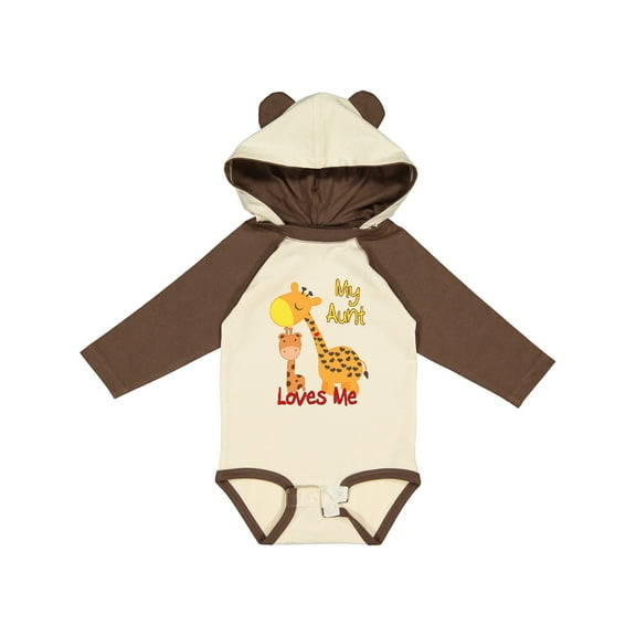 Inktastic My Aunt Loves Me Giraffe Boys or Girls Long Sleeve Baby Bodysuit