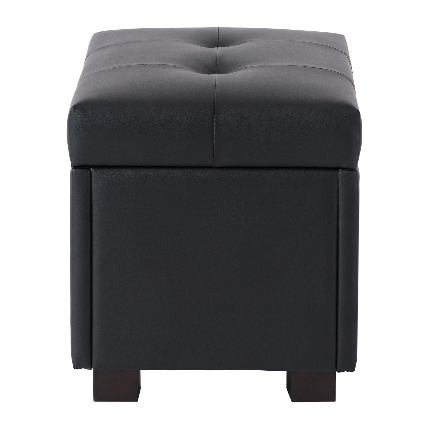 Petit pouf d'intérieur rectangulaire capitonné en similicuir avec rangement CorLiving Asha