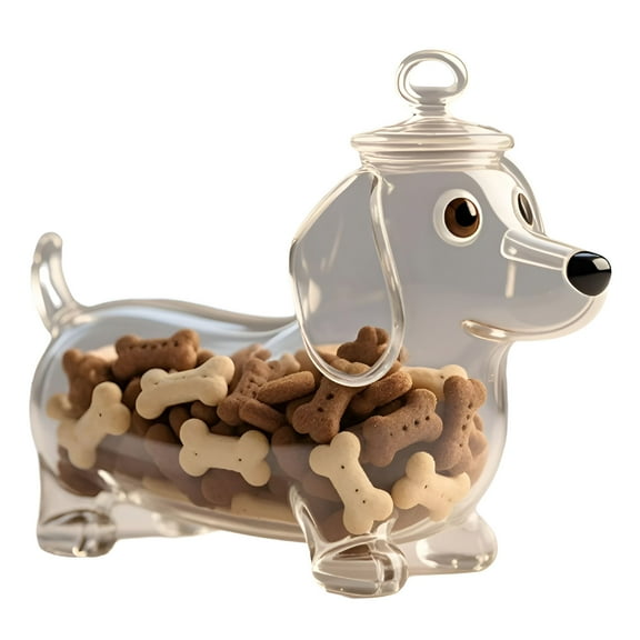 ACDANC Decorative Dachshund Glass Cookie Jar Airtight Storage for Pet Treats and Snacks, Unique Kitchen Decor