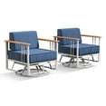 thumbnail image 4 of Opohoro Outdoor Swivel Glider Chairs Set of 2, With 6" Cushions And Powder Coated Steel Frame for Garden Backyard, Blue, 4 of 10