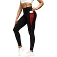 thumbnail image 2 of Gamivast Plus Size Biker Pants for Women with Pockets High Waisted Tummy Control Workout Shorts Quick Dry Athletic Tummy Control Full Length Leggings Compression Gym Running Wear Red M, 2 of 5