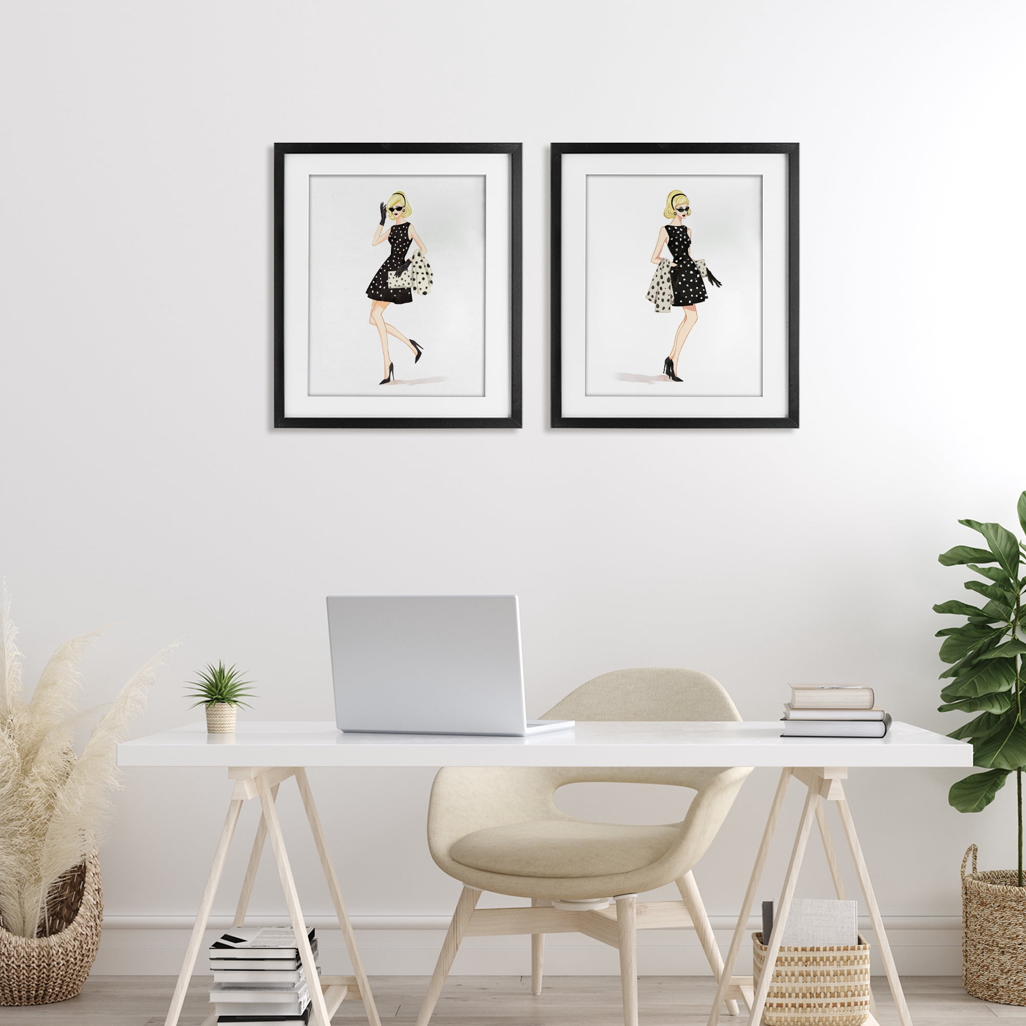 Stupell Industries Retro Glam Female 2 Piece Black Framed Print Under Glass Set, design by Ziwei Li