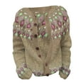 thumbnail image 4 of VISALY Cropped Cardigan Long Sleeve Cardigan Women Ethnic Style Sweater Knitted Sweater Cardigan Sweater Jacket Button Down Cardigans Boho Cardigans Khaki Xxl, 4 of 4