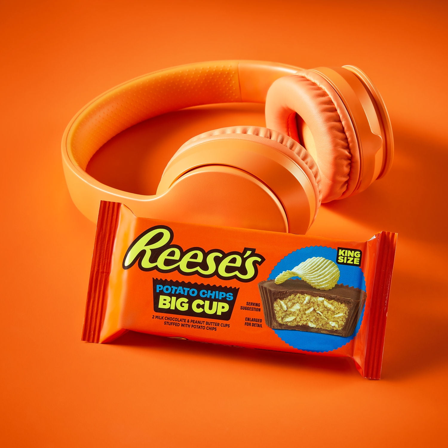 Reese's Big Cup with Potato Chips Milk Chocolate King Size Peanut Butter Cups Candy, Pack 2.6 oz