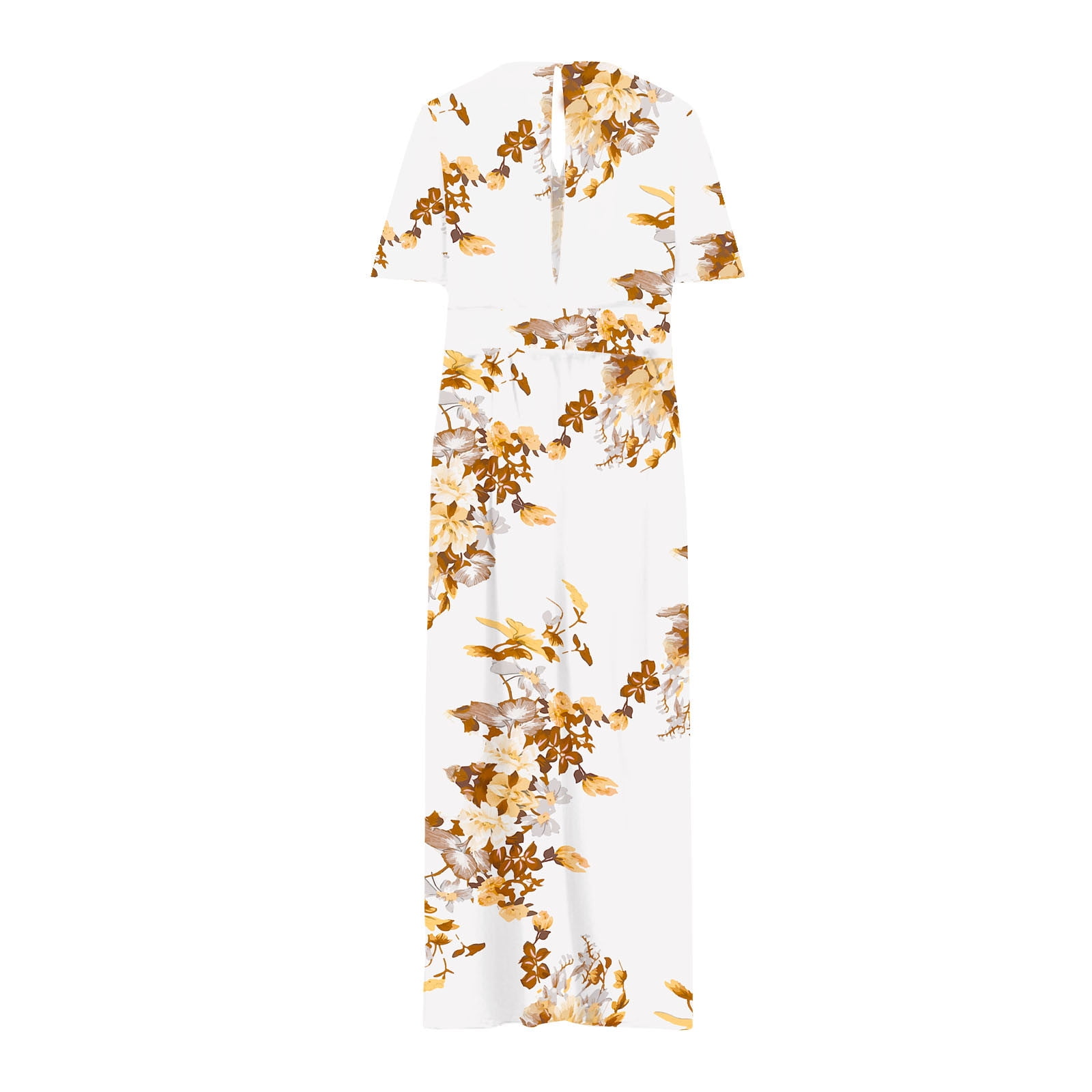 Atogsazn Women Plus Size Floral Print V Neck Maxi Dresses Casual Short  Sleeve Boho Summer Dress White L - Walmart.com