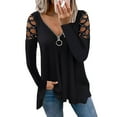 thumbnail image 5 of Autumn and winter collared solid color hollow sleeve ironed top for women, 5 of 5