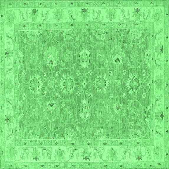 Ahgly Company Indoor Square Persian Emerald Green Traditional Area Rugs, 8' Square