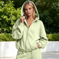 thumbnail image 2 of ZHOGXU Soft Womens Zip Up Hoodie Sweatshirt Solid Color Long Sleeve Tops Relaxed Fit Ribbed Cuffs With Pocket Office Casual Daily, 2 of 6