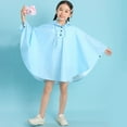 thumbnail image 2 of Gelikeya Kids Lightweight Rain Jacket Boys Girls 1-9 Years Solid Color Poncho with Pockets Hooded Raincoat (Sky Blue, 1-3 Years), 2 of 7