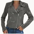 thumbnail image 2 of KaLI_store Coat for Womens Fashion Women's Leather Zip Up Motorcycle Crop Jacket Moto Biker Coat Grey,XL, 2 of 5