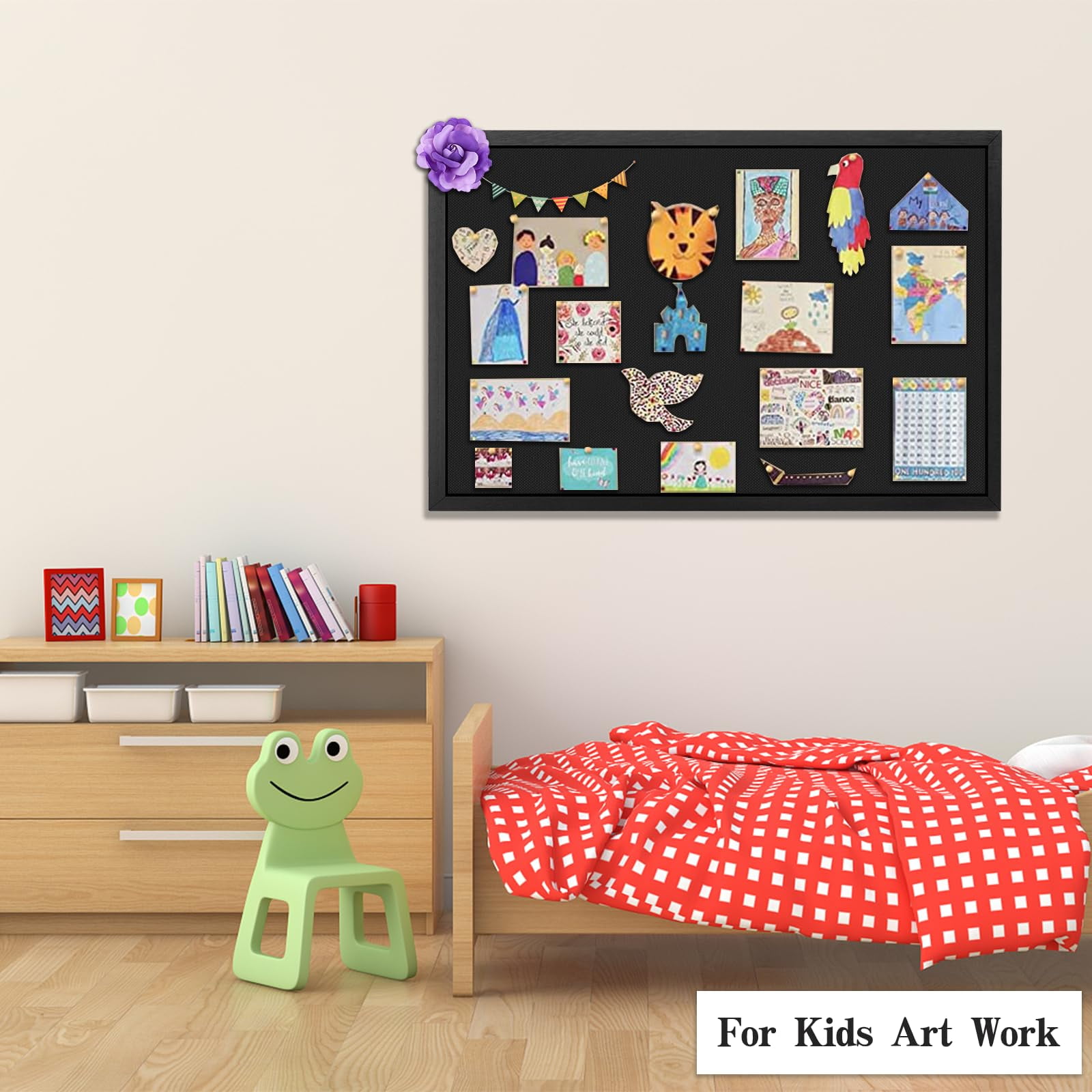 Large Bulletin Board, 36 "x 24" Cork Boards for Walls with Black Frame, Pin Display Board Vision Board for Home School Office Decor