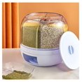 Rotating Grain Dry Food Dispenser Countertop, 6 Grids Cereal Dispenser