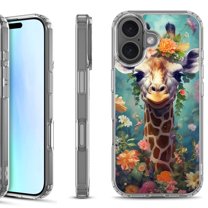 For iPhone 17 Shockproof Protective Phone Case, by OneToughShield - Giraffe Flower