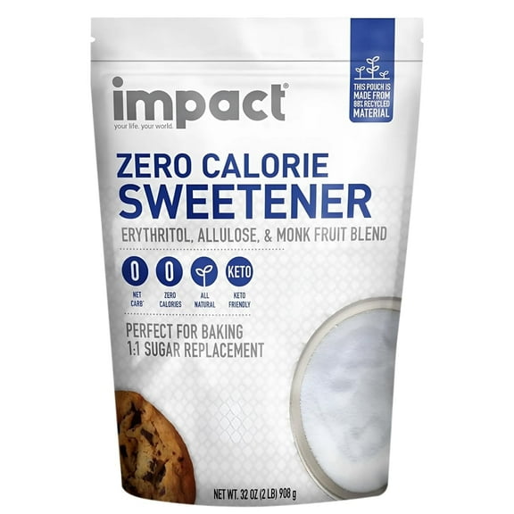 Impact Products Erythritol Allulose Monk Fruit Sweetener Zero Calorie Sugar Substitute for Vegan, Keto Diets, 2 lbs