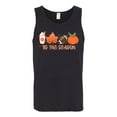 thumbnail image 2 of Wild Bobby Tis' The Season Pumpkin Spice Leaves Football Pumpkins Stars Halloween Men Tank Top, Black, Small, 2 of 6