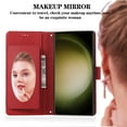 thumbnail image 4 of Dteck for Samsung Galaxy S24 Ultra Case with Shoulder/Wrist Strap,Magnetic Leather Case Card Slots Wallet with Mirror Shockproof TPU Kickstand Cover for Galaxy S24 Ultra,Red, 4 of 8