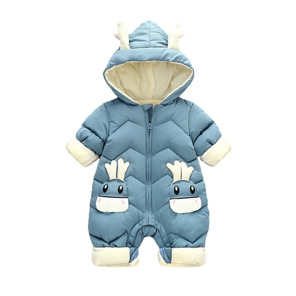 Usaibhir Unisex Baby Snowsuit Infant Winter Cozy Jumpsuit Cute Deer Hooded Toddler Girls Boys Thicken Soft Outfit 0-12M