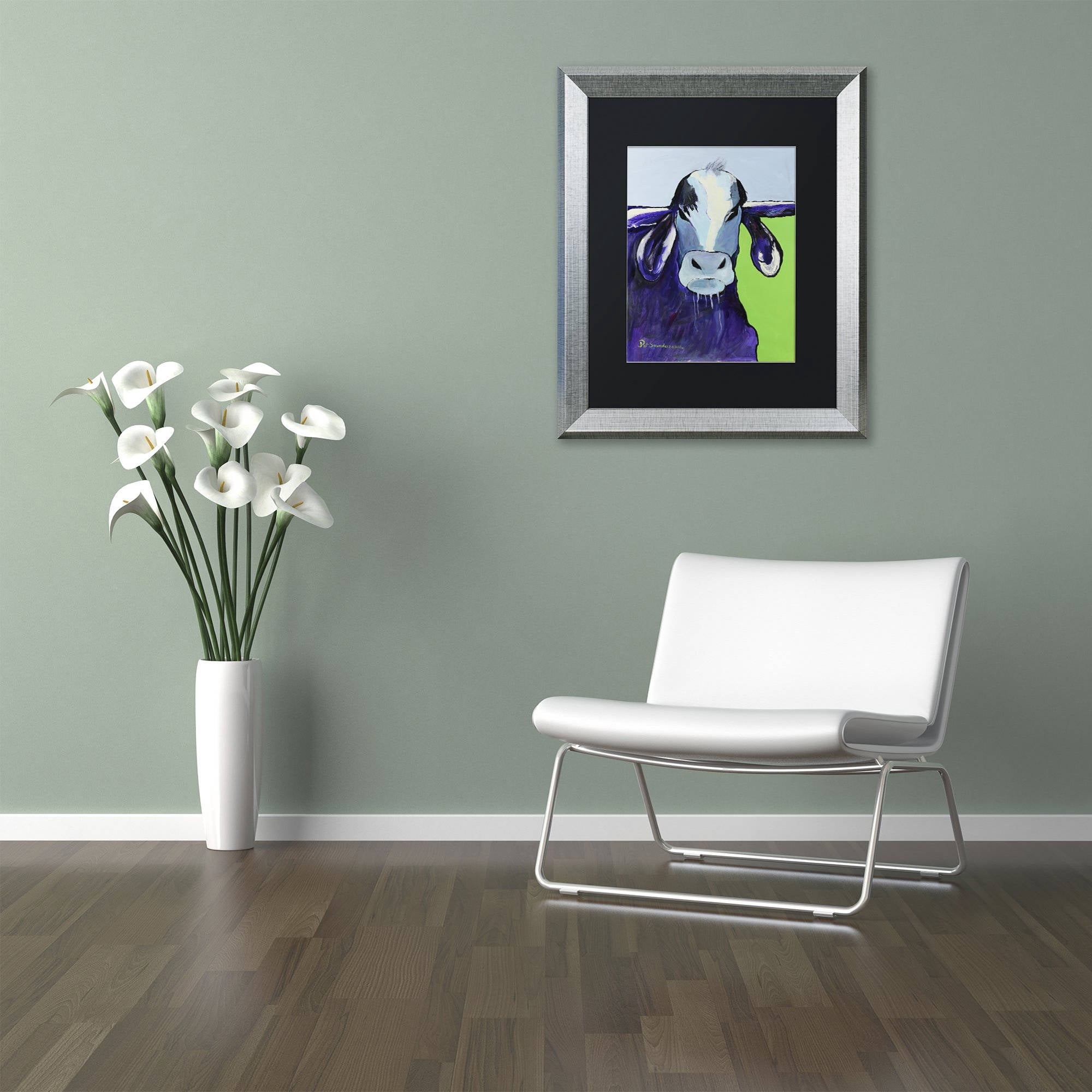 Trademark Fine Art "Bull Drool II" Canvas Art by Pat Saunders-White, Black Matte, Silver Frame