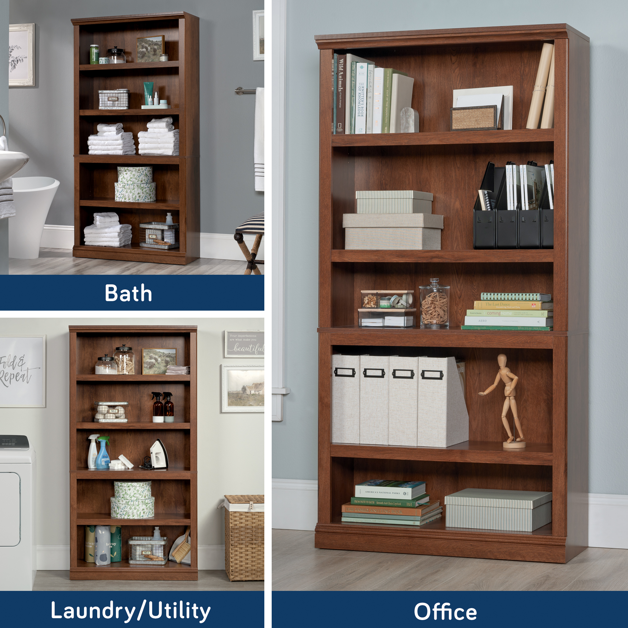 Sauder Select 5-Shelf Bookcase, Oiled Oak photo 3