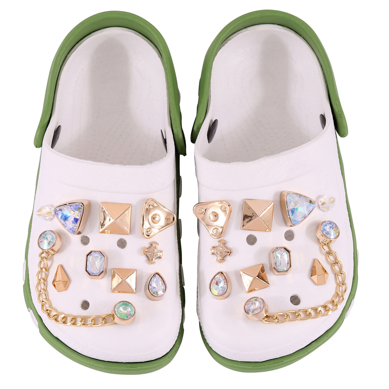 24Pcs Croc Shoe Charms Bling Jewelry - Crystal Jewelry Girls Diamond Croc  Charms Pearl Bead Clog Sandal Slipper - Halloween Croc Charms Christmas