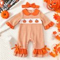 thumbnail image 2 of Kogui Baby Halloween Costumes Kids Girls Long Sleeve Color Block Patchwork Romper Front Pocket Round Neckline Casual Spring Autumn Romper 0 3 6 9 12 18 Months (Orange,3-6 Months), 2 of 7