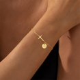 thumbnail image 2 of GOSFRY Cross Bracelet for Women Men Dainty Round Letter Tag Paired With Cross Features Christian Faith Simple Birthday Month Customization Jewelry Gifts, 2 of 5
