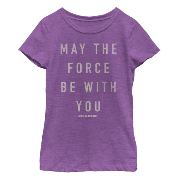Girl's Star Wars May the Force Be With You Bold Graphic Tee Purple Berry Medium