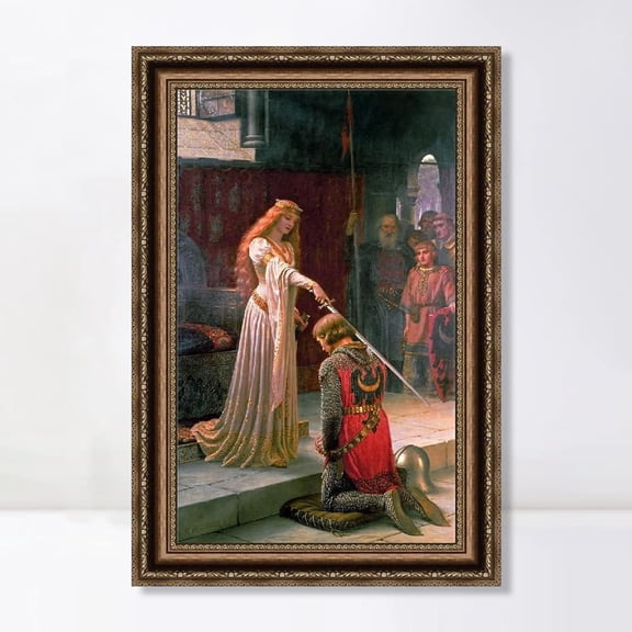 INVIN ART Framed Canvas Print The Accolade by Edmund Blair Leighton Vintage Wall Art Living Room,24"x36"