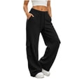thumbnail image 4 of Jaunzuar Workout Pants Women Elastic Waist Drawstring Cargo Pants Gym Hiking Athletic Pants with Pockets M, 4 of 9