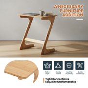 GVN Sofa Table, Side Table, Sofa Side Table,Bamboo Z-Shaped Spacious Sofa Side Table with Space-Saving Tabletop-Natural