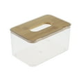 thumbnail image 1 of 1Pc Caja de pañuelos cuadrada mediana conveniente para mesa de sala de estar, clara de PET y bambú, 1 of 3
