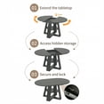 thumbnail image 6 of Miniyam Extendable Round Dining Table for 4–8 People, 43.3” to 59” Retractable Kitchen Table with Storage Shelf, Farmhouse Dining Table, Black, 6 of 7