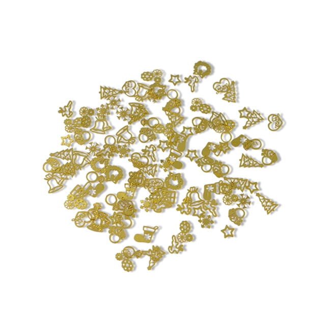 Wosthever Parches para uñas Pegatinas francesas Otoño Brillo dorado Lentejuelas Fabricación de joyas Arte Artesanía Adornos metálicos Copos para el Artesanía Navidad NO1