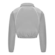 QSAWXQZ Women's 2PC Athletic Set Long Sleeves Lapel Collar Zip Up Cropped Jacket Elastic Waist Shorts Casual Outfit for Workout XL
