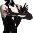 thumbnail image 5 of Grofry Women Gloves,Faux Patent Leather Full Finger Long Gloves Nightclub Party Red, 5 of 7