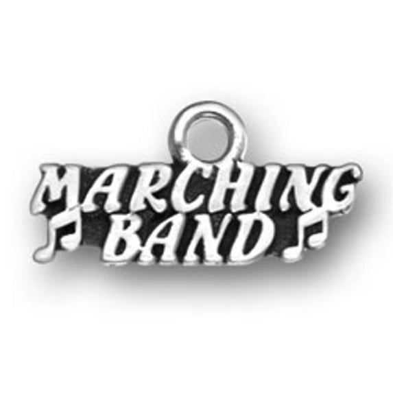 Sterling Silver 24" Unisex 1.5mm Box Chain MARCHING BAND Music Notes Word Pendant Necklace