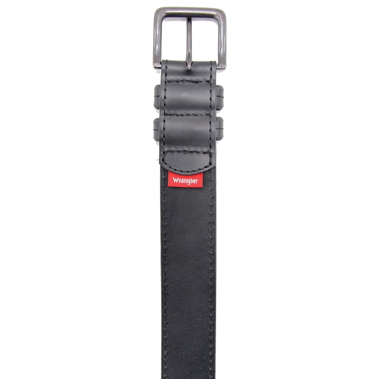 Wrangler Men's Leather Belt with Double Keeper, Black photo 3