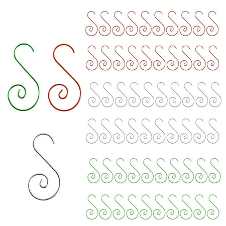 

sugeryy S Decorations Wire Hangers Tree Ornament Hooks Christmas 25*50mm Gold+Red+Green Supplies Accessories Metal