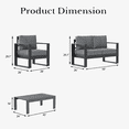 thumbnail image 7 of LayinSun 4 Piece Hight Back Aluminum Outdoor Furniture Set with Coffee Table, Modern Patio Conversation Sets, 7 of 7