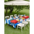 thumbnail image 4 of Outdoor Tablecloth with Umbrella Hole for Patio/Picnic/Party/Camping, Children's Day Waterproof Table Cloth Rectangle Table Cover Washable, Cartoon Pencil Watercolor Blue Striped (60"x 120"), 4 of 8