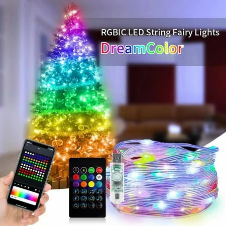 

2M/5M/10M/15M/20M Bluetooth String Lights RGBIC LED String Fairy Lights Smart APP Remote One To One Control Waterproof Christmas Decoration Light