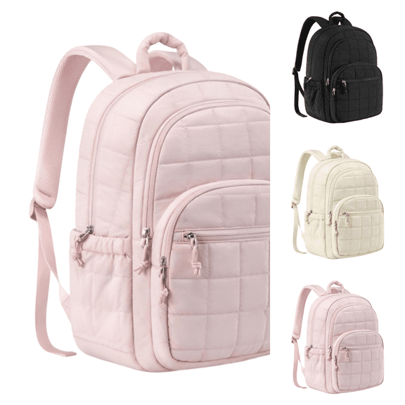 Puffer Quilted Backpack for Women College Backpack Puffy Work Backpacks Fit Laptop Light Casual Daypack