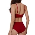thumbnail image 3 of Conjunto de lencería sin costuras de 2 piezas con cuello en U para mujer: sujetador halter de cintura alta y braguitas, nailon/spandex, ropa de dormir/noche sexy, 3 of 8