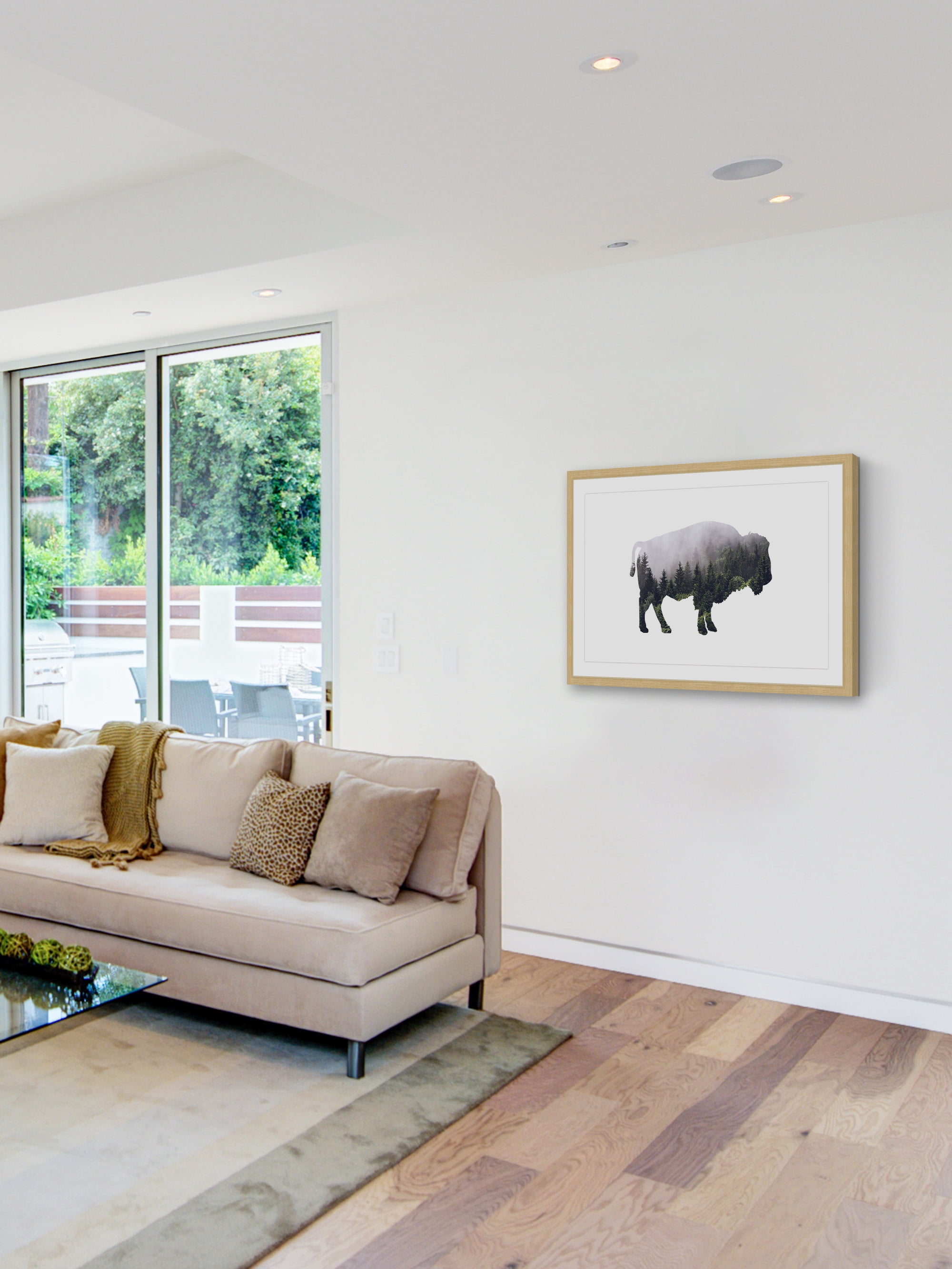 "Bison Forest" Framed Painting Print
