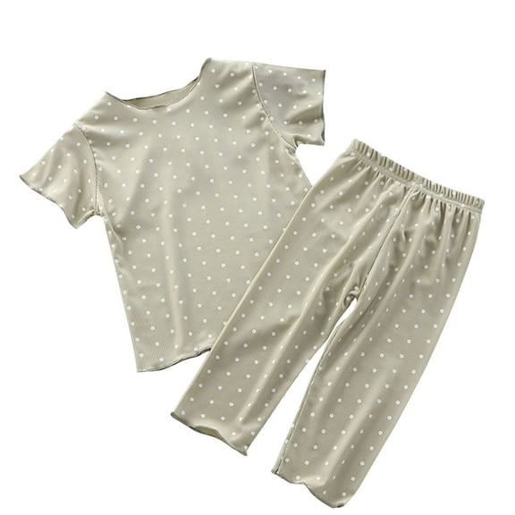 Besolor Toddler Baby Boys Girls Summer 2 Piece Outfits Casual Polka Dots Shorts Sleeve T-Shirts and Shorts Sets Tracksuit