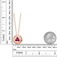 thumbnail image 6 of Gem Stone King 18K Rose Gold Plated Silver Round Red Created Ruby 3 Stone Circle Pendant Necklace for Women (0.75 Cttw, Gemstone July Birthstone, With 18 inch Chain), 6 of 6