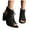 Black, variant on Gothic Punk Dress Sandals for Women 2025 Fashion Suede Peep Open Toe Lace up High Heel Dressy Boots