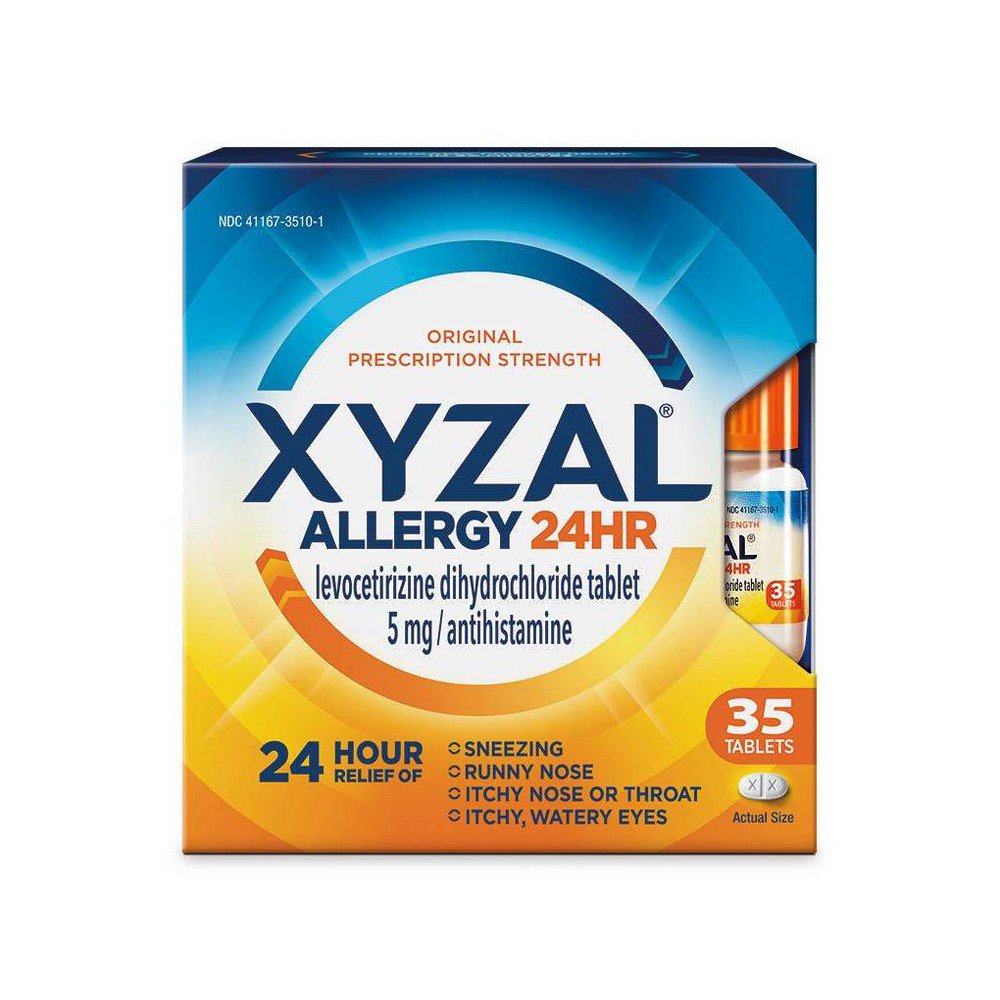Xyzal Allergy Relief Tablets, Levocetirizine Dihydrochloride 35-Tablet Bottle (Pack of 2)